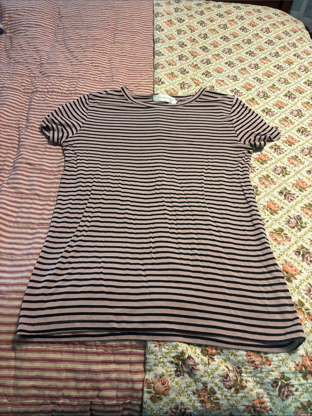 Zimmermann Tan and Black Striped Short Sleeve Tee - Picture 2 of 5